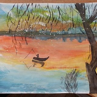 Закат на озере.