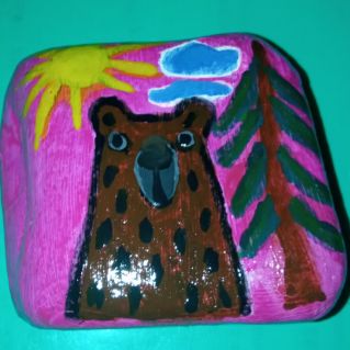 Рисунок на камне "Береги Камчатку"