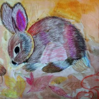 Заяц в осеннем лесу