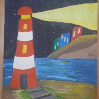 Ночью зажигаются в море маяки.