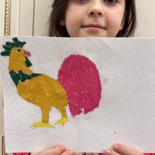 Мозаичная аппиликация " Петух"