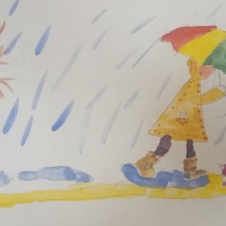 " Под проливным дождем"