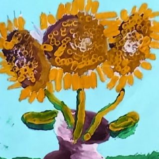 Цветущие подсолнухи.