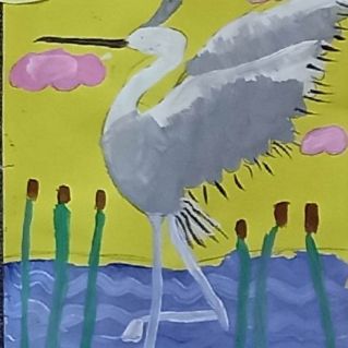 Цапля на озере.