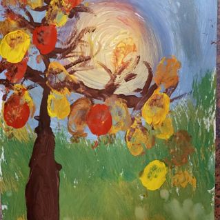 Осеннее дерево ( нетрадиционное рисование)