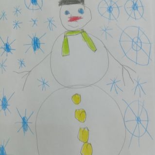 Снеговик-друг снежинок