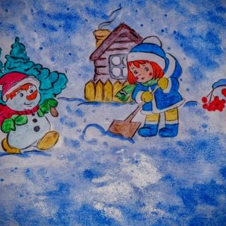 "Забавный снеговик в сказочном лесу! "