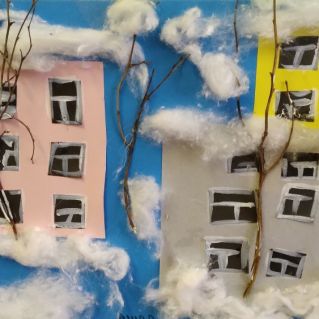 Аппликация "Зимний город"