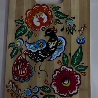 Розделочная доска "Городецкая роспись"