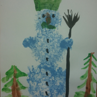 "Мой весёлый снеговик" (нетрадиционное рисование)