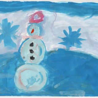 Снеговик -весельчак (рисунок)