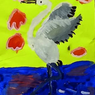 Цапля на закате.