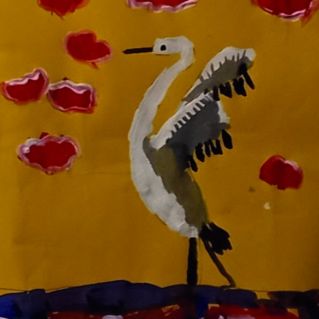 Цапля на озере.