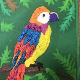 Пластиллинография "Попугай Кеша"