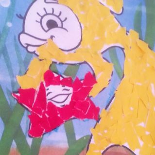 Обрывная аппликация "Золотая рыбка"