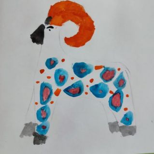 Дымковская роспись "Олень"