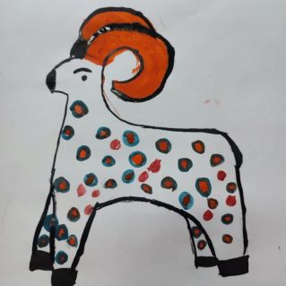 Дымковская роспись "Олень"