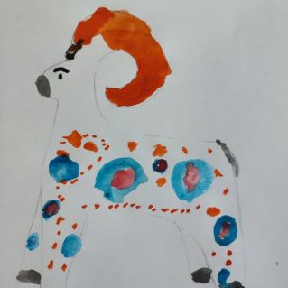 Дымковская роспись "Олень"