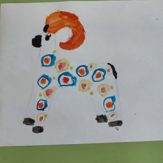 Дымковская роспись "Олень"