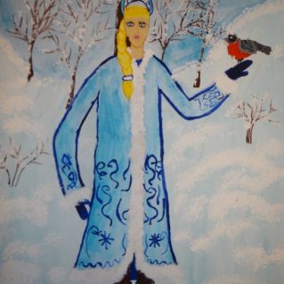 Снегурочка в зимнем лесу