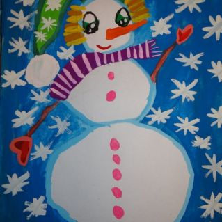 Снеговик в снежинках