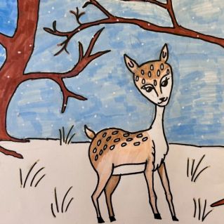 «Оленёнок в зимнем лесу»