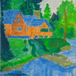 Рисунок "Домик у реки"