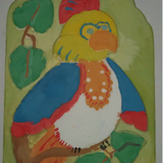 Объемный барельеф "Попугайчик"