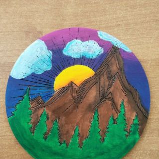 "Горы" выжигание по дереву