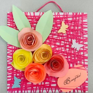 "Весенний букетик", техника "Объемные цветы из бумаги"