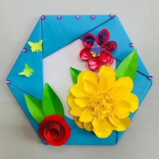 "Цветочная композиция", техника "Объемные цветы из бумаги"