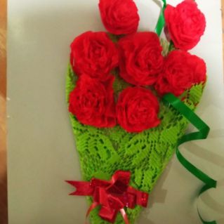 Творческая работа в технике  торцевания "Цветы на 8 марта".