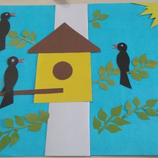 Аппликация "Скворцы прилетели"