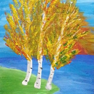 "Осенние берёзки у реки"
