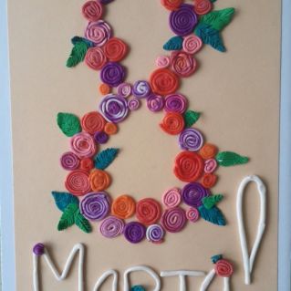 открытка из пластилина  "8 Марта"