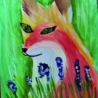 Лиса на поляне.