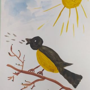 Скворец прилетел.