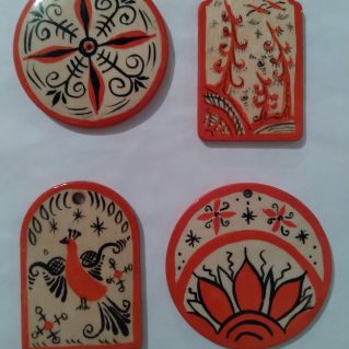 Кулоны. "Мезенская роспись"