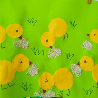 цыплята на лугу