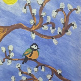 "Верба под весенним солнцем"