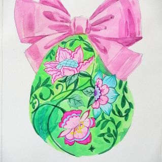 Пасхальная открытка с цветами в этно-русском стиле