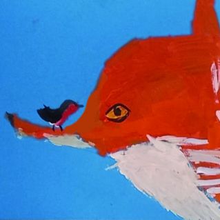 Лиса и снегирь.