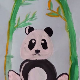 Панда и бамбук.