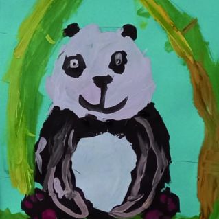 Панда и бамбук.