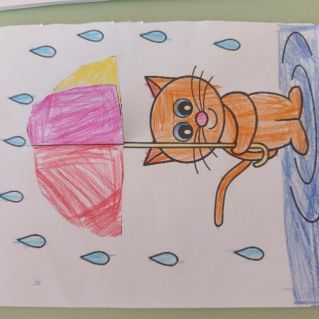 Котик с зонтиком