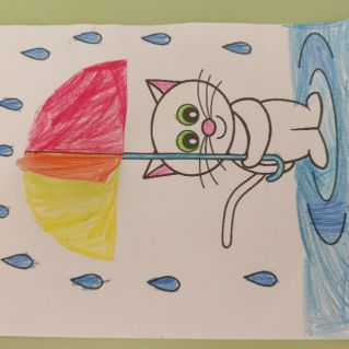 Котик с зонтиком