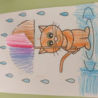 Котик с зонтиком