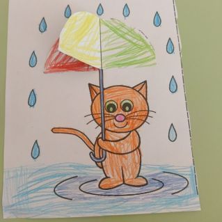 Котик с зонтиком