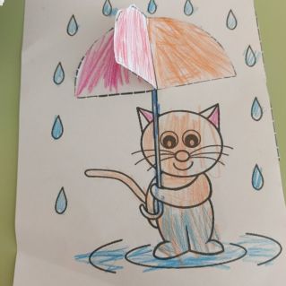 Котик с зонтиком