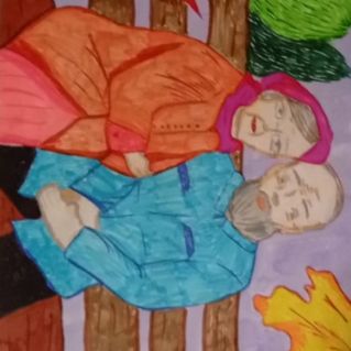 Бабушка рядышком с дедушкой